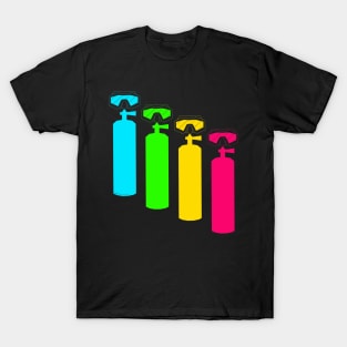 Scuba tank and mask in green pink yellow and blue T-Shirt